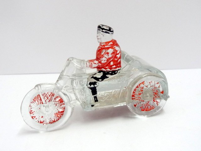 Glass Indian Motorcycle Rider Candy Container (1 of 1)