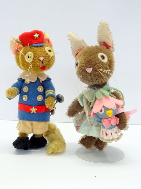 Pair Judy Battaglia Plush Toys: Nice pair of limited edition Judy Battaglia plush toys, squirrel officer and mouse, tallest 7"