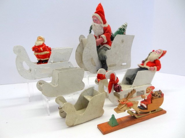 Pair Vintage Santas with Sleighs & Others (1 of 2)