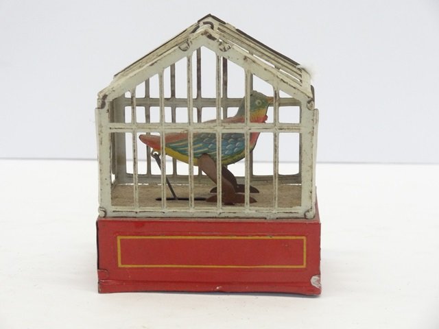 German Tin Bird In Cage Wind-Up Toy (1 of 1)