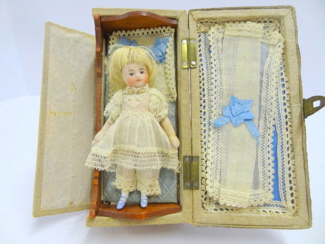 All Bisque Girl Doll in Trunk (1 of 3)