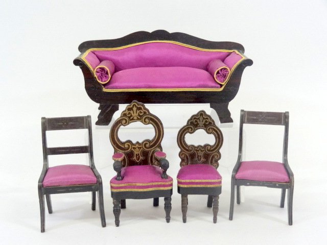 Biedermeier Dollhouse Sofa and Chairs (1 of 1)