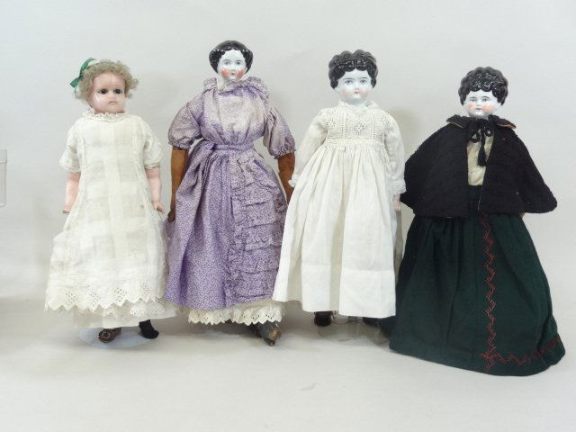 Lot of Three China Heads and One Wax Dolls (1 of 8)