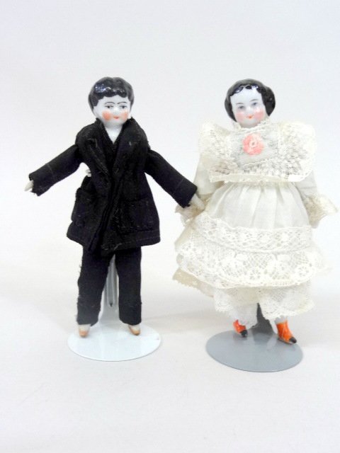 Pair Miniature China Head Dolls (1 of 3)