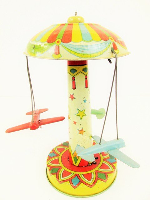 Carousel With Airplanes Tin Litho Wind-up (1 of 4)