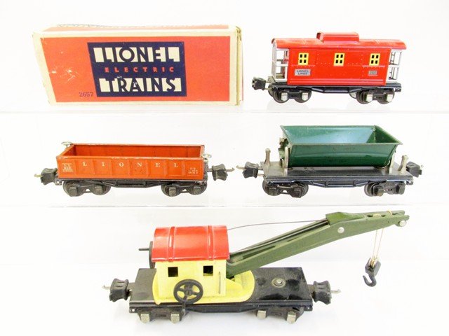 Four Lionel Pre-war Freight Cars, Dump, Crane, Gondola, (1 of 5)