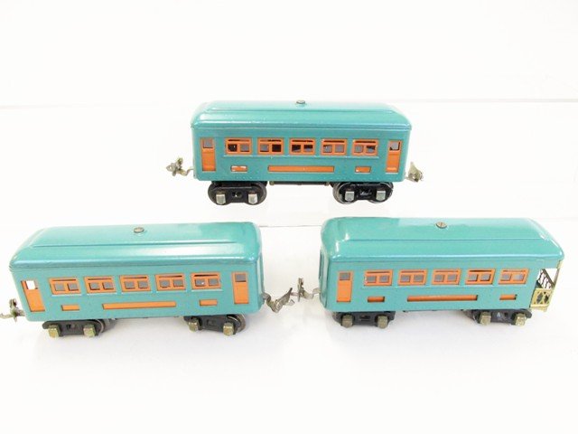 Three Lionel Passenger Cars 1926-37: Lionel Passengers Cars,(2)607 Pullman, 608 Observation 1926-37 Repaint