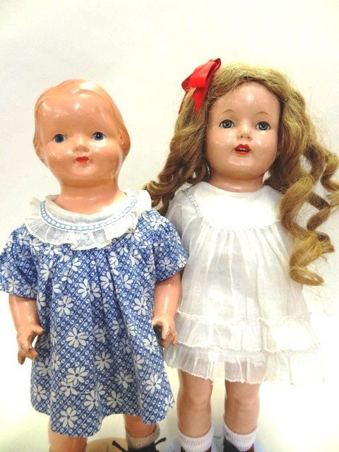 Two Effanbee Dolls: Two Effanbee dolls, 15 in. Effanbee walk, talk, sleep doll, cloth body, composition arms & legs, and Effanbee Baby Dainty, original, both 1920's, cloth body, composition arms & legs