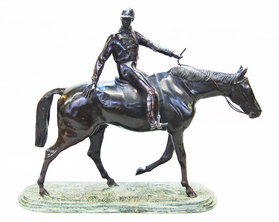 Large Bronze Jockey & Horse Statue (1 of 1)