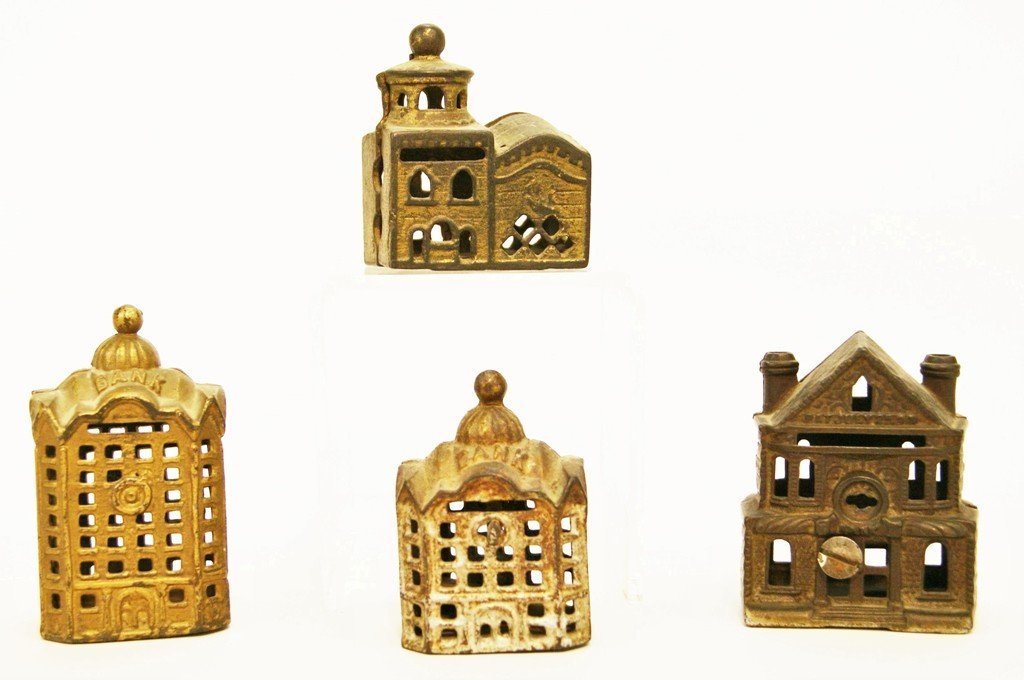 Four Cast Iron Building Banks (1 of 10)