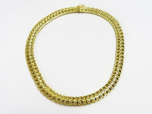14kt Choker: 14kt woven necklace, 17 in., 21 grams, .43" wide, signed 14K Italy with a B inside circle