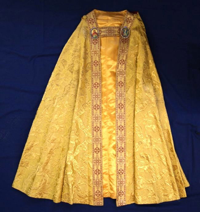 Vintage Catholic Vestment with Porcelain Insets (1 of 7)