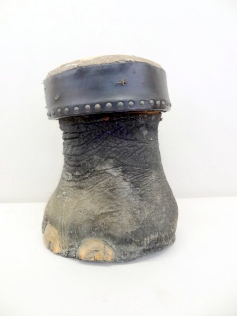 Elephant Foot Stool with Zebra Skin Cover (1 of 3)