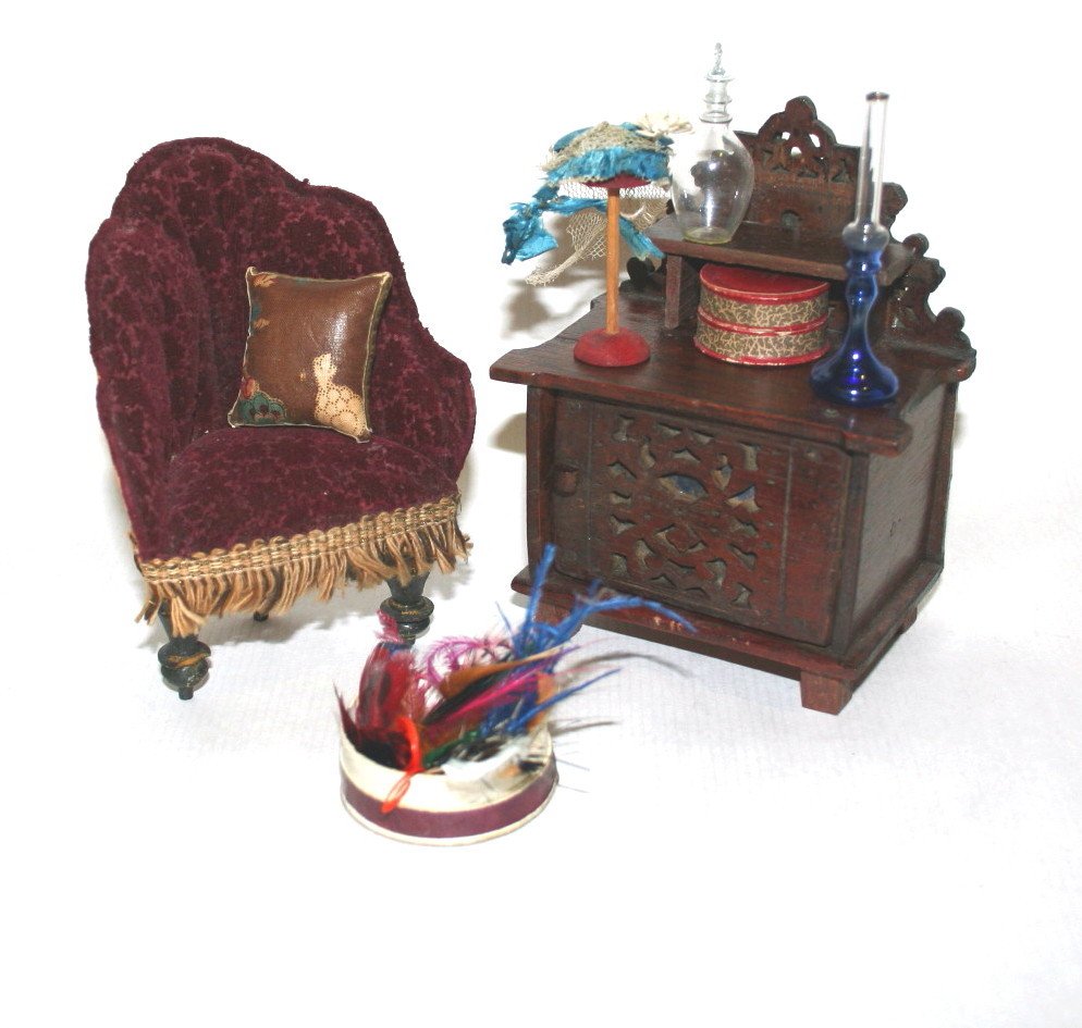 Antique Chair and Fretwork Cupboard (1 of 3)