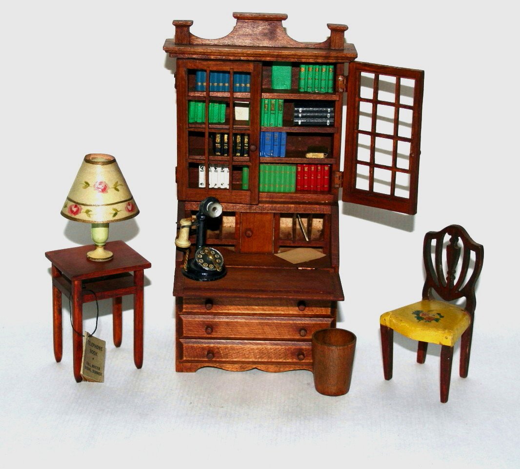 Rare TynieToy Secretary, Lamp and Telephone Table (1 of 2)