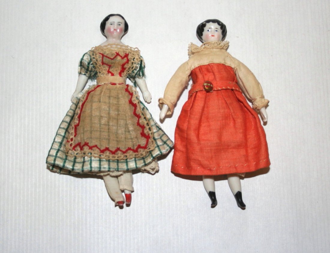 Glazed China Head Dollhouse Dolls (1 of 2)