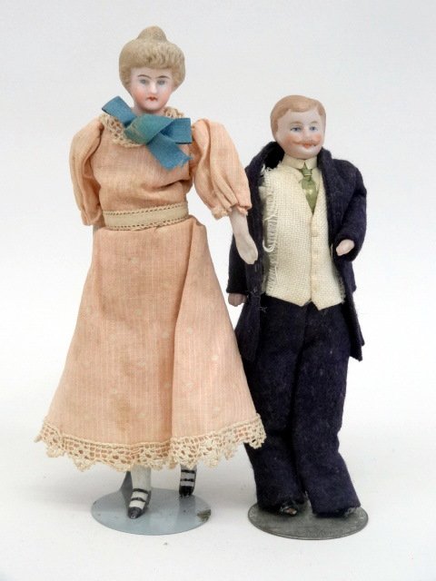 Antique Dollhouse Gent and Lady (1 of 2)