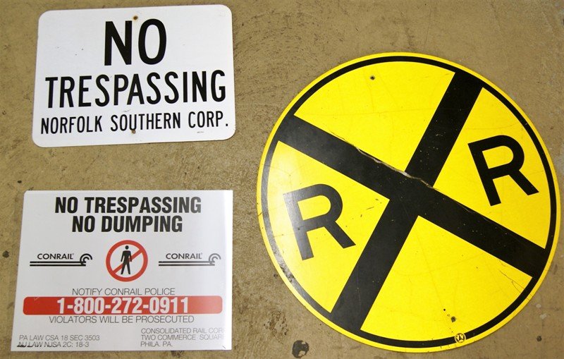 Three Steel Railroad Signs (1 of 3)