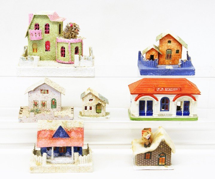 Seven Vintage Christmas Building Decorations (1 of 8)