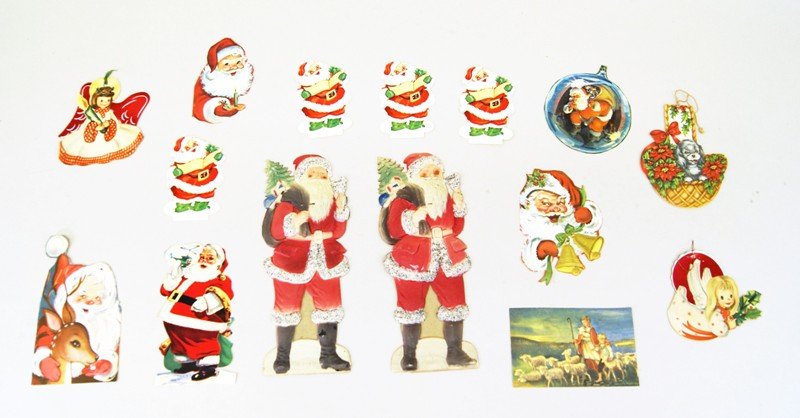 Pair German Die-cut Santas and Others (1 of 2)