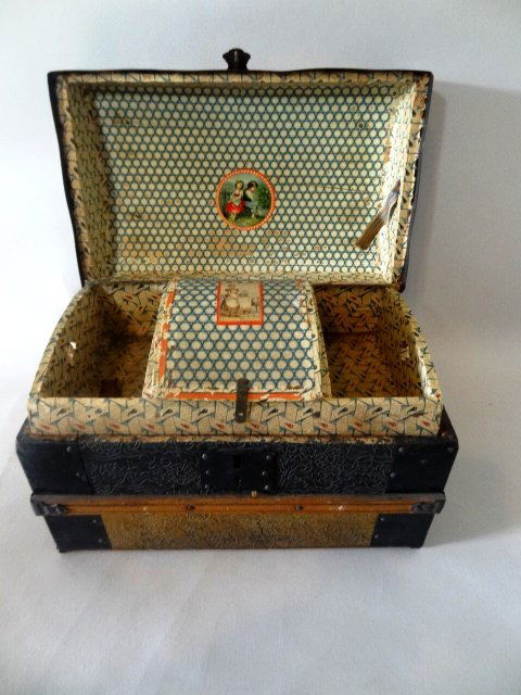 Dome Top Tin Covered Doll Trunk (1 of 3)