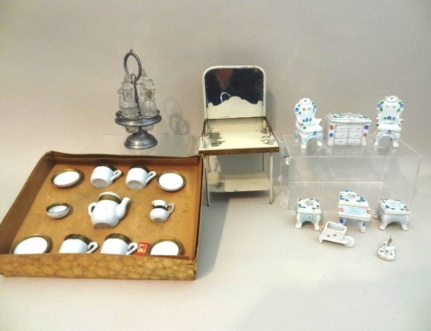 Tin Dolls Washstand, German Dish Set, Canister Set, (1 of 3)