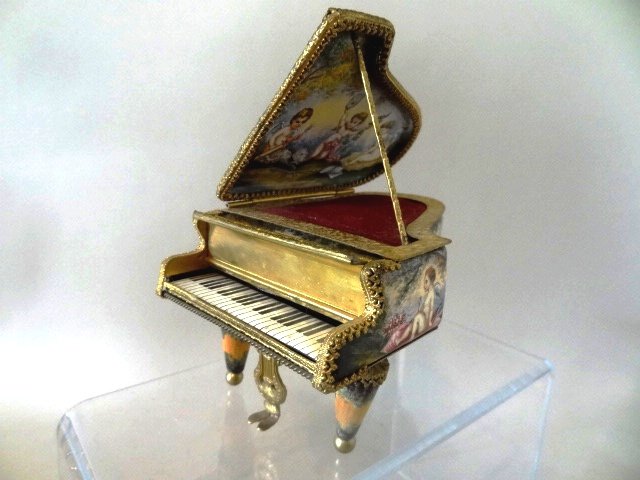 Hand-painted Vienna Bronze Piano Music Box (1 of 5)