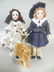 Group of Two Small French Dolls and Dog
