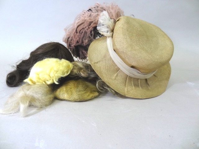 Vintage Doll Hat and Wigs (1 of 1)