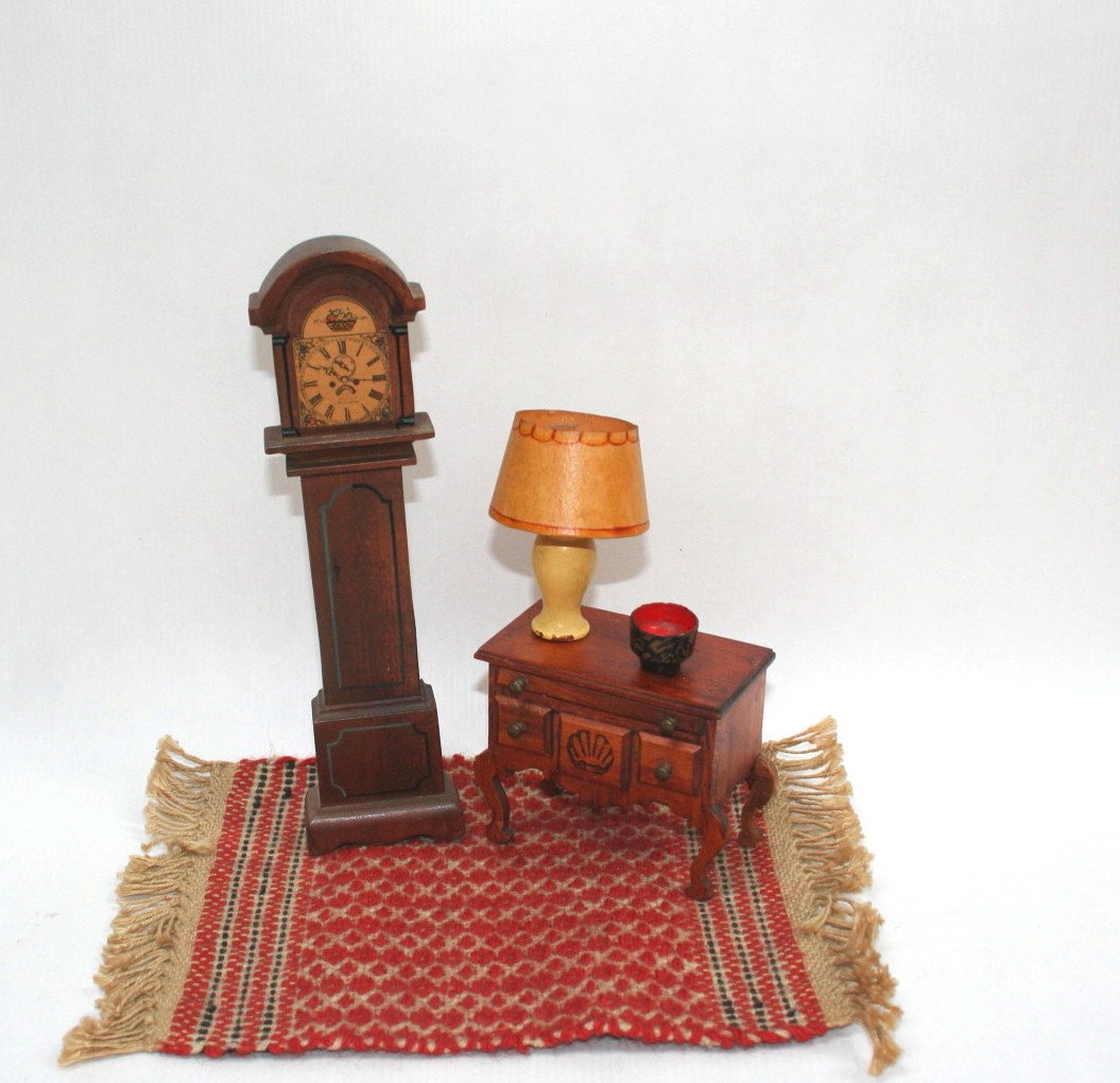 Dollhouse Miniature Tynietoy Clock and Lowboy (1 of 1)