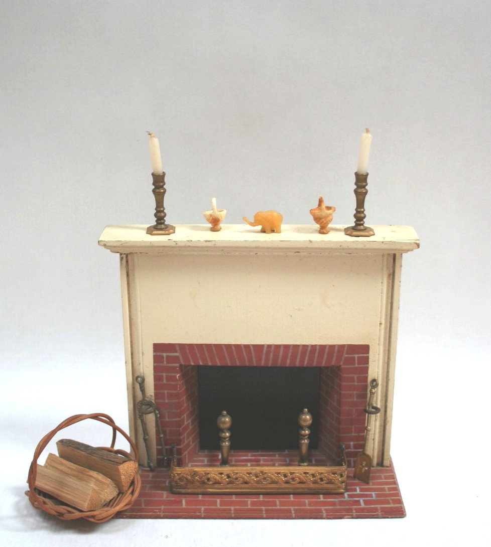 Dollhouse Miniature Tynietoy Fireplace and Accessories (1 of 1)