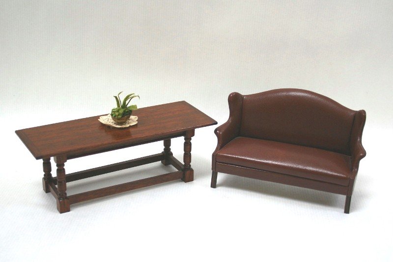 Dollhouse Miniature Ann Ruff Leather Sofa (1 of 1)