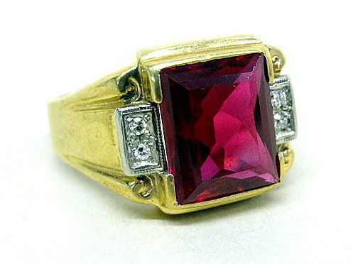 Men's 10Kt Ruby Diamond Ring (1 of 2)