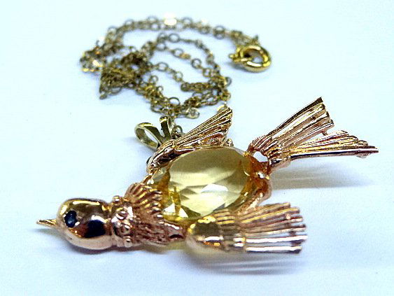 14Kt Citrine Bird Pendant (1 of 2)