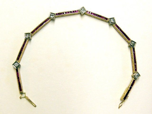 14Kt. Diamond & Ruby Bracelet (1 of 3)
