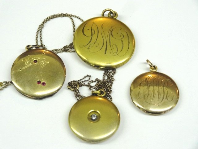 Four Vintage Gold Filled Lockets (1 of 1)