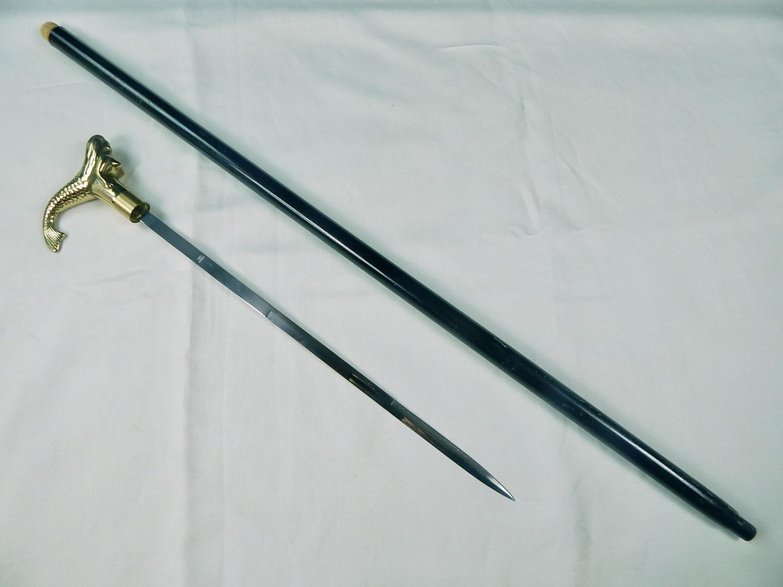 Mermaid Handle Walking Stick Cane w/ Short Sword: Vintage Mermaid Handle Walking Stick with Short Sword Inside. Measurements are pictured. Made is Taiwan.