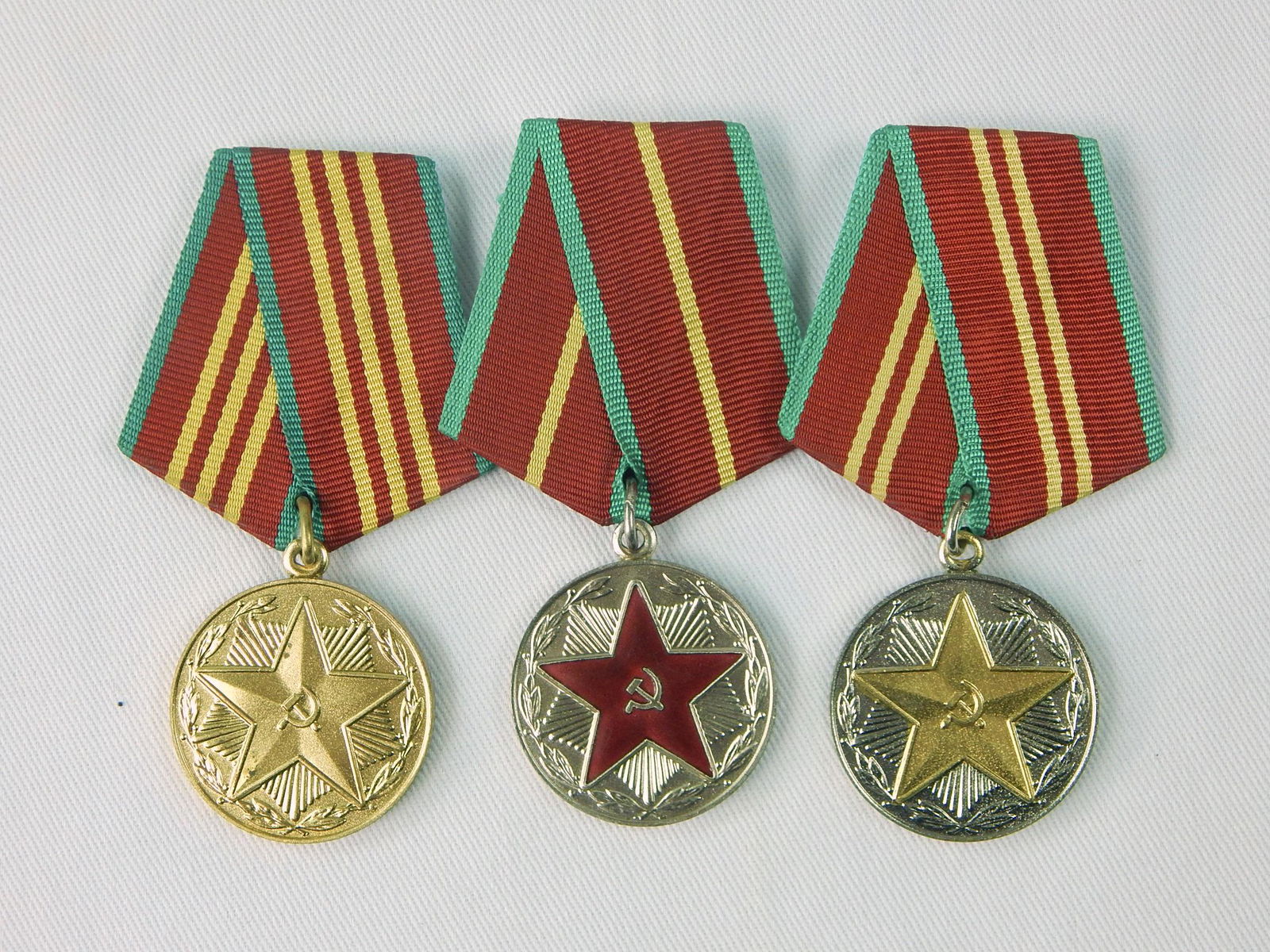 Soviet Russian USSR Army Long Service Medal Order Badge: Vintage Soviet Russian Set of 3 Army Long Service Medals