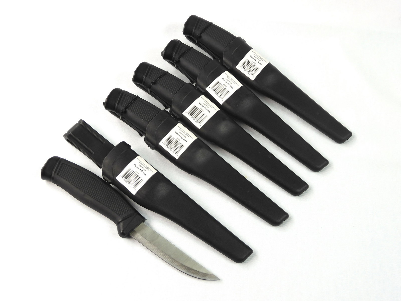 Lot of 5 Hunting Fishing Fish Fillet Knife: Lot of 5 Hunting Fishing Knives with Plastic Scabbards. New old stock. 8 1/4" long with 3 3/4" blade each.