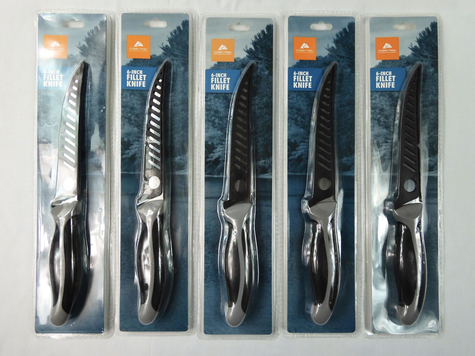 Lot of 5 Ozark Trail 6" Blade Fishing Fish Fillet Knife: Lot of 5 Ozark Trail 6" Blade Fishing Knives with Scabbards. New old stock.
