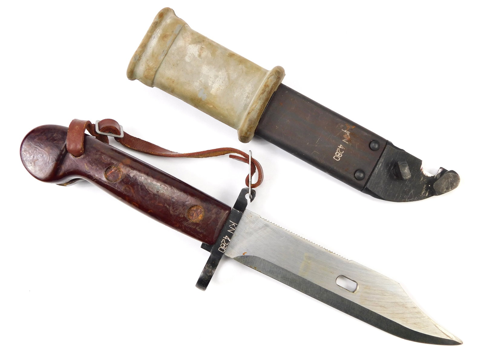Vintage Romanian Romania Matching # Bayonet Fighting Knife w/ Scabbard: Vintage Romanian Matching # Bayonet with Scabbard. 11" long with a 5 7/8" blade.
