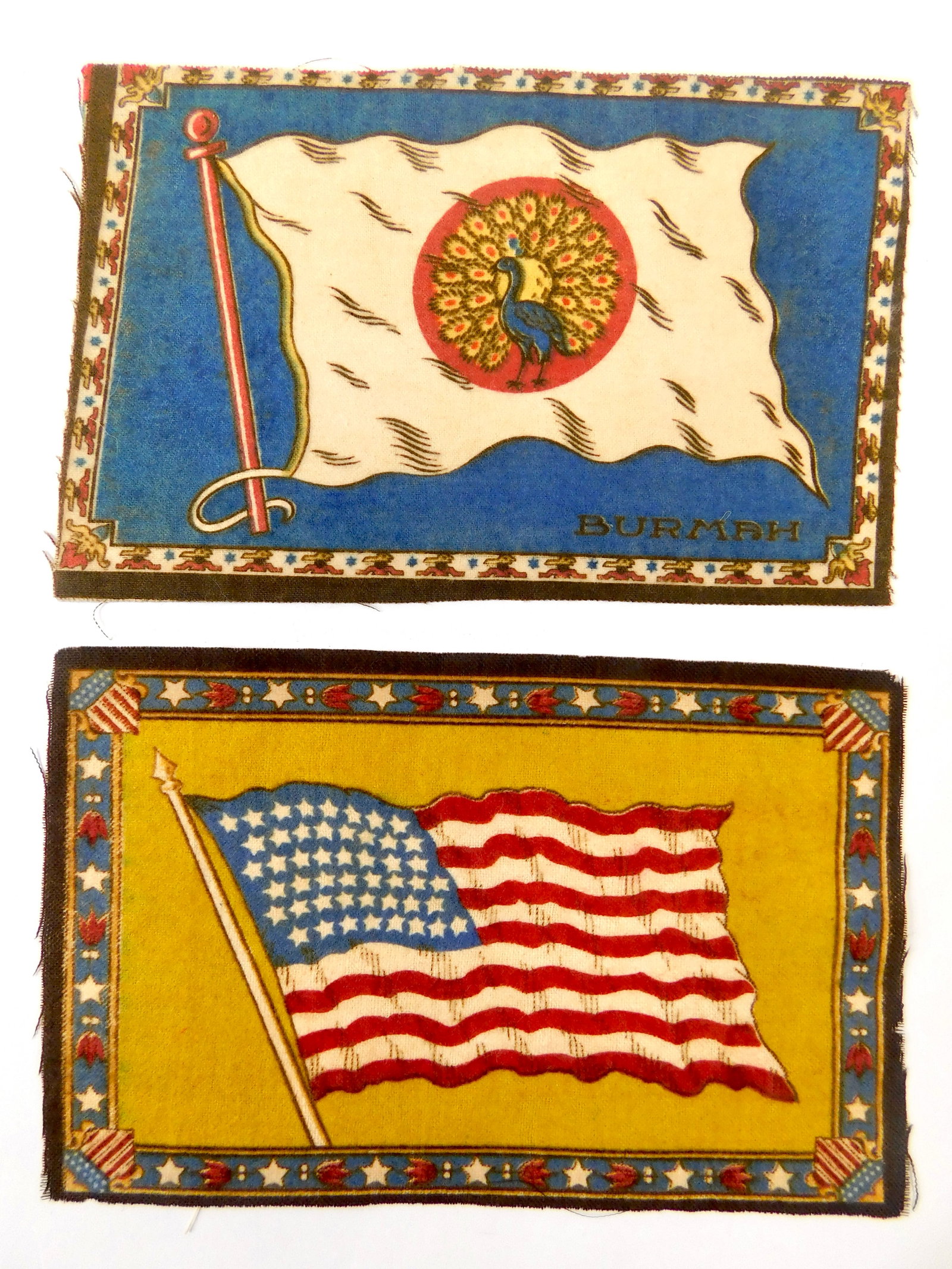 Vintage Old Set 2 Flag of US USA Burmah Tobacco Felt Flannel: Vintage Set of 2 Tobacco Felt Flannels