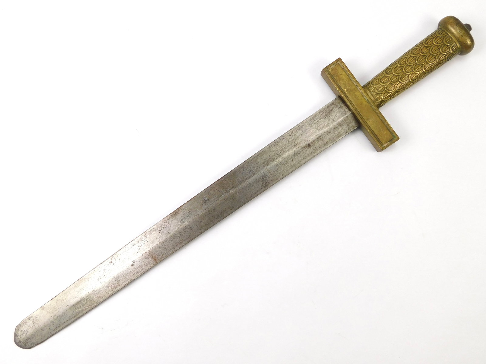 Antique 19 Century US Fraternal Masonic Short Sword: Antique 19 Century US Fraternal Short Sword. No scabbard. The blade is a bit loose. 23" long with a 17 1/8" blade.