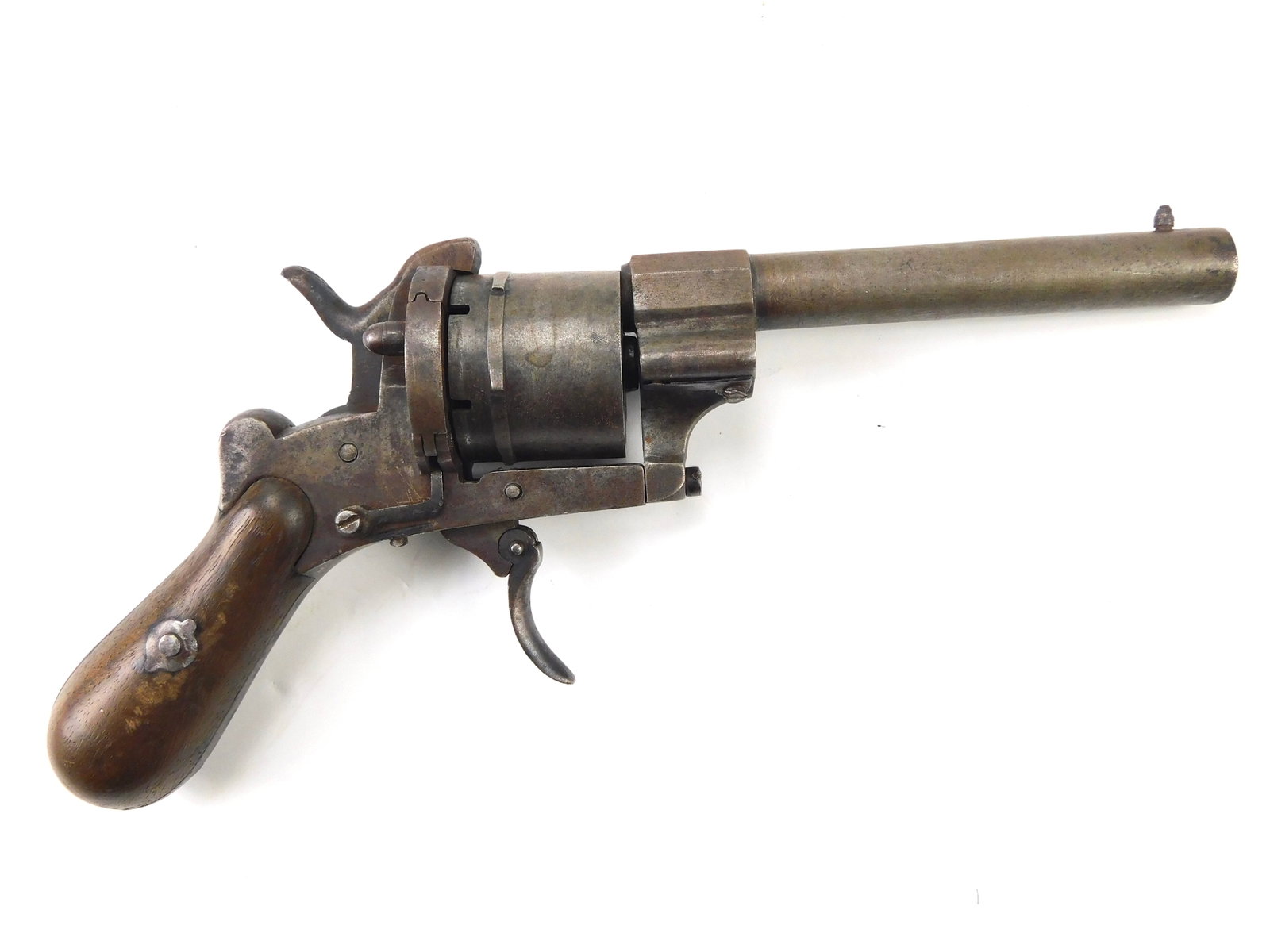 Antique 19 Century Spain Spanish Fabrica de Durango Pinfire Revolver Handgun: Antique 19 Century Spanish Pinfire Revolver. Works well in single action but the double action malfunctions