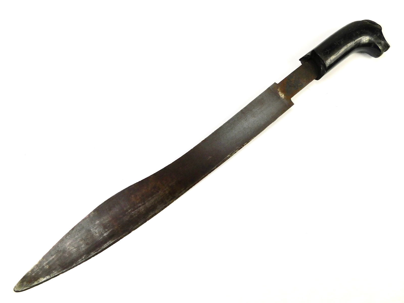 Vintage Mexican Mexico Dog Head Machete Fighting Knife: Vintage Mexican Dog Head Machete. No sheath. The handle is plastic and damaged. 21" long with 15 3/4" blade.