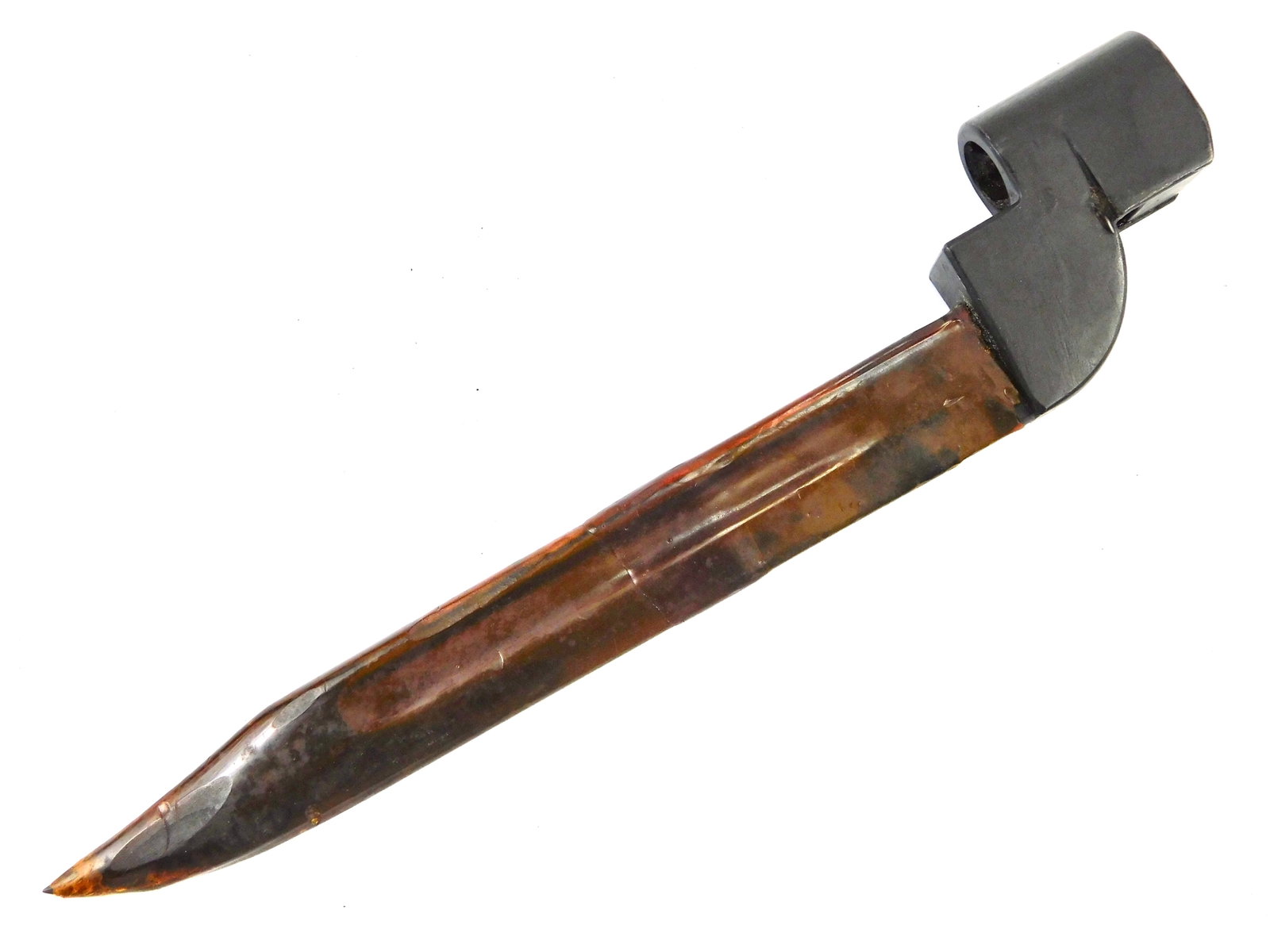 British English 1949 post WW2 Vintage Bayonet Fighting Knife: British post WW2 Bayonet. No scabbard. The blade is sealed in some kind of plastic/rubber. 10 1/4" long with 8" blade.