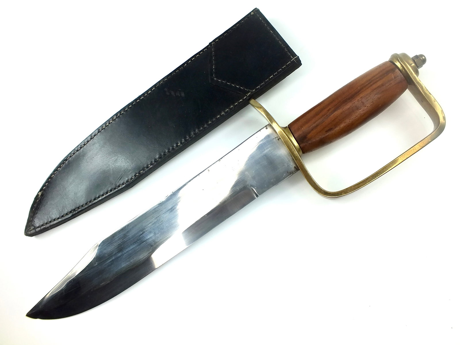 Custom Handmade D-guard Civil War Type Large Bowie Fighting Knife: Custom Handmade D-guard Civil War Type Large Bowie Fighting Knife with Sheath. Knife is17" long with 11 3/4" blade. Solid. Condition pictured.