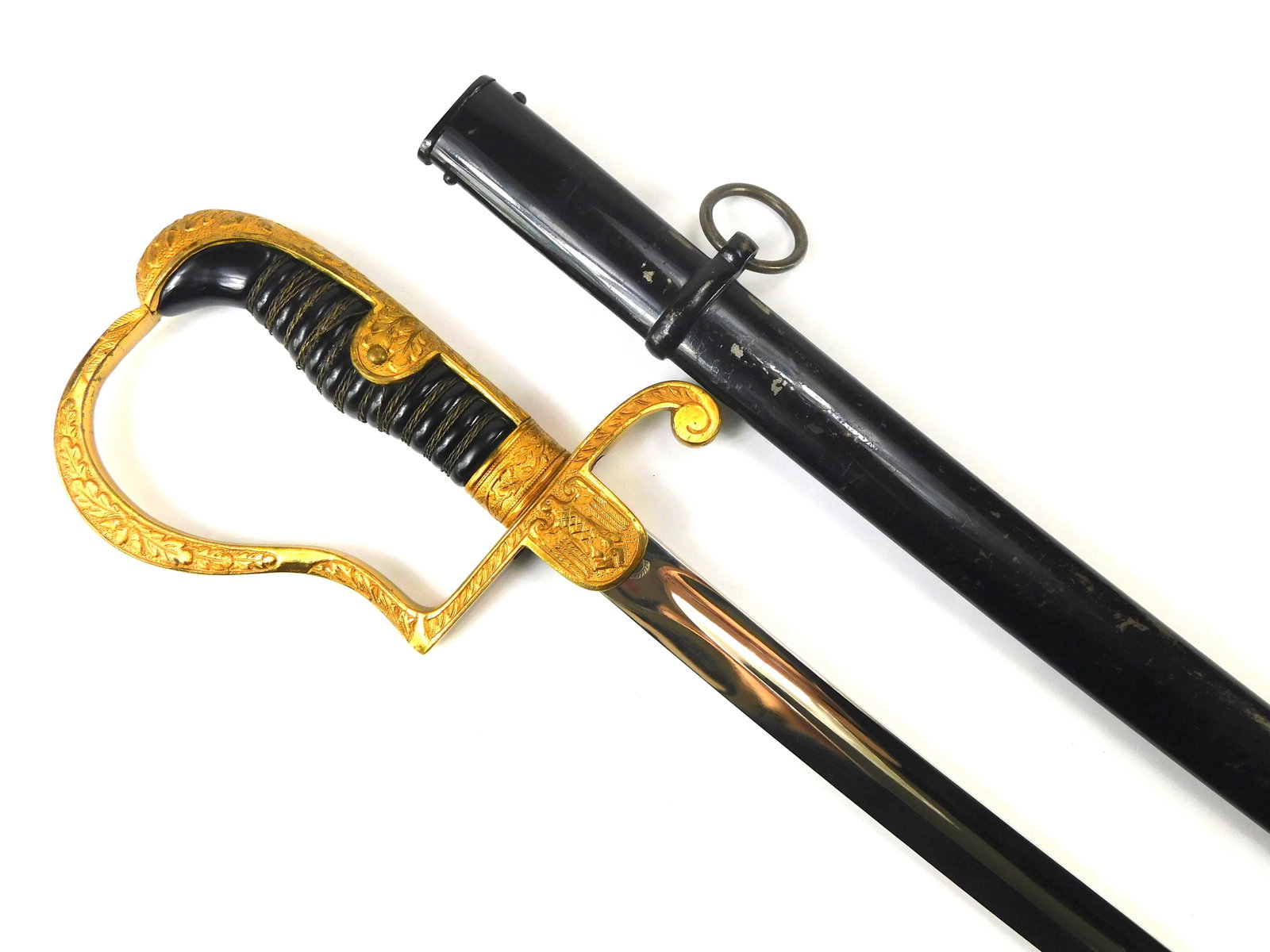German Germany Nazi WW2 Officer Sword: German WW2 Officer's Sword with Scabbard. Near mint condition. 40 1/2" long with 35 3/4" blade.