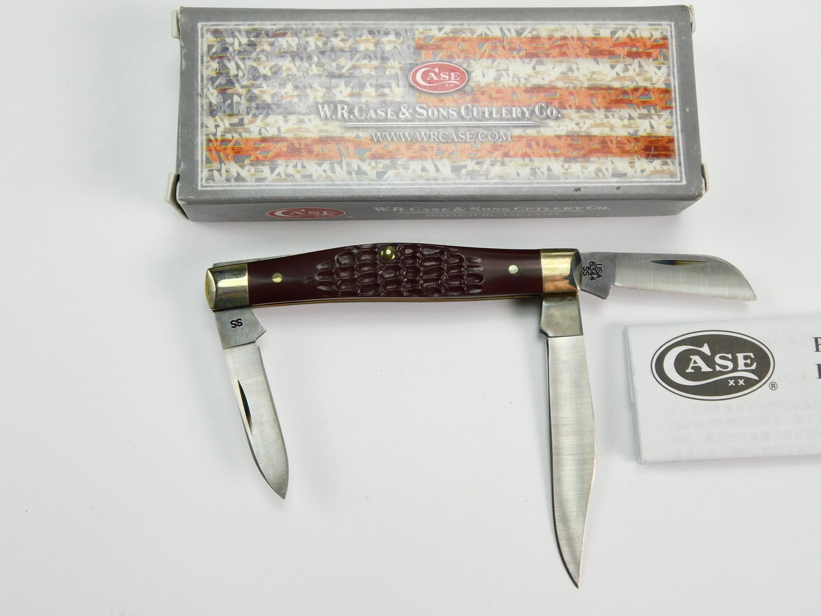 2014 Case XX Tested 6344 SS Stockman Brown Folding Knife: US 2014 Case XX Tested 6344 SS Stockman Brown Folding Pocket Knife with Box. New old stock. Measurements are pictured.