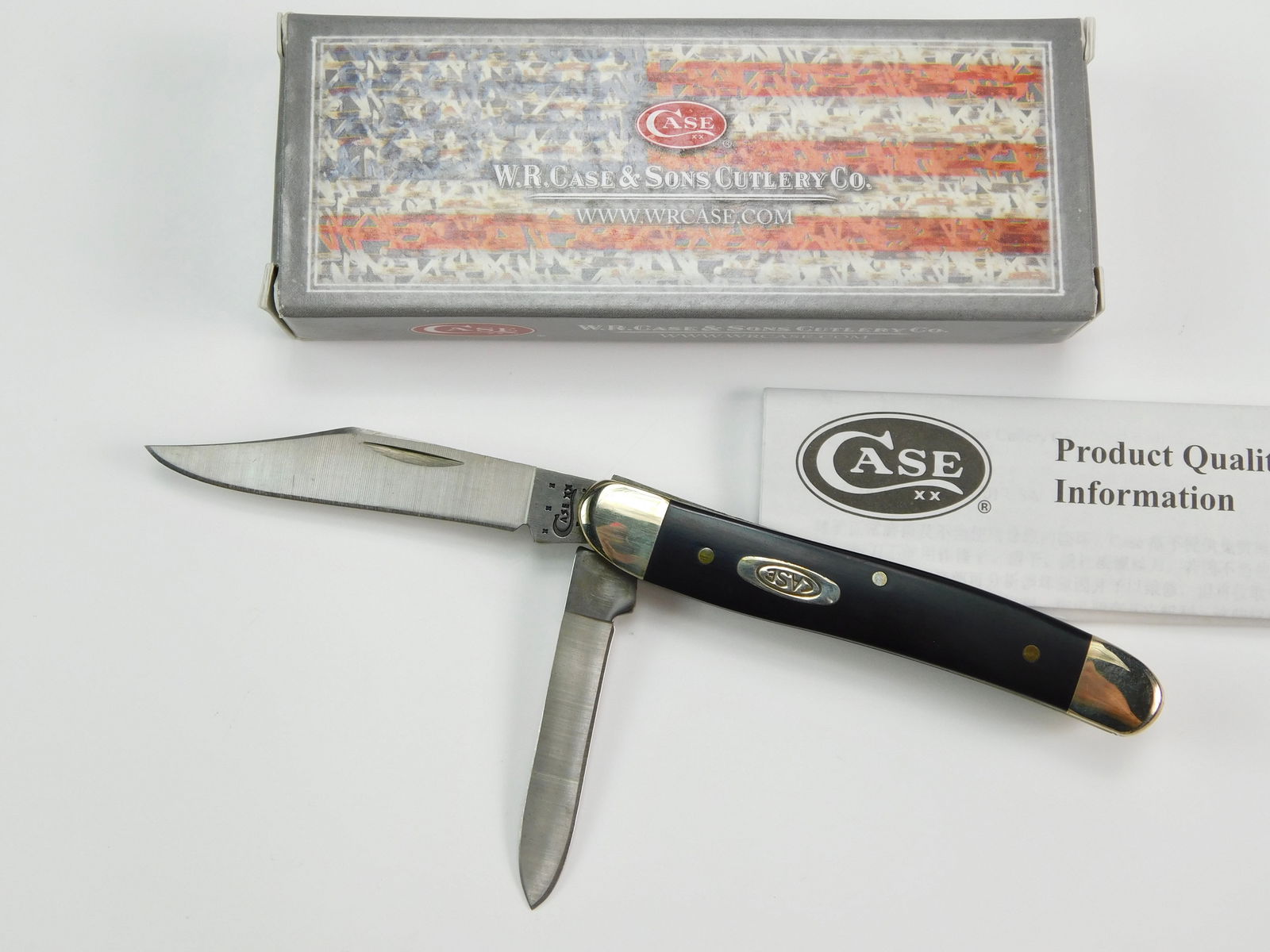 2014 Case XX Tested 22087 SS Jack Texas Black Folding Knife: US 2014 Case XX Tested 22087 SS Jack Texas Black Folding Pocket Knife with Box. New old stock. Measurements are pictured.